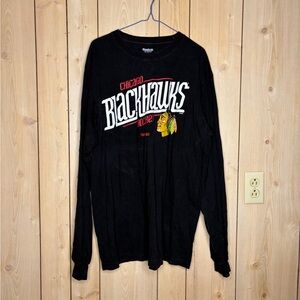 Reebok Black Chicago Blackhawks Long Sleeve Tee with Team Logo